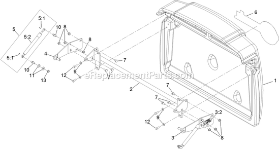Hopper Door Assembly Diagram and Parts List for NV730EKC48 (313000000-313999999)(2013) Exmark Lawn Mower