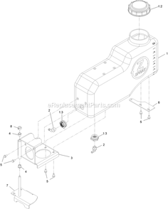 Left Tank Assembly Diagram and Parts List for 34220 400000000-999999999 Exmark Sprayer
