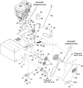 Belt Drive Assembly Diagram and Parts List for SD270SB20 (313000000-313652087)(2013) Exmark Seeder