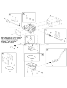 Carburetor Assembly Diagram and Parts List for QZS708GEM54200 (408644346-411294211)(2021) Exmark Lawn Mower