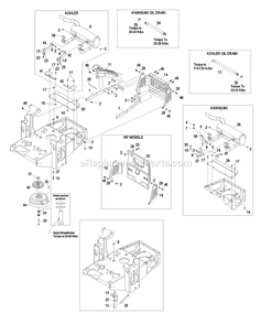 Engine Group Diagram and Parts List for LHP19KA465CA (720000-789999)(2008) Exmark Lawn Mower
