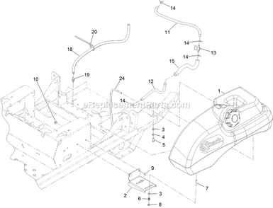 Fuel Tank Mounting Assembly Diagram and Parts List for PNS710GKC483A4 (315000000-315999999)(2015) Exmark Lawn Mower