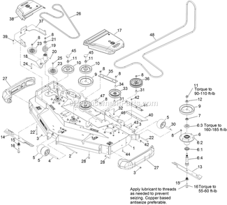 Deck Assembly Diagram and Parts List for LZS902DKU60R00 (316000000-399999999)(2016) Exmark Lawn Mower