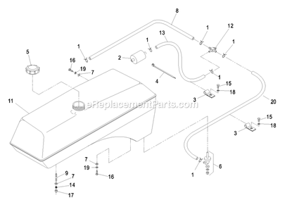 Fuel Group Diagram and Parts List for LZ20KC524AS (440000-509999)(2004) Exmark Lawn Mower