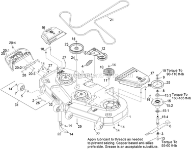 Deck Assembly Diagram and Parts List for LZX940AKC606T0 (315000000-315999999)(2015) Exmark Lawn Mower