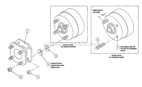 Wheel Extension Kit Diagram and Parts List for LZ22KC604 (190000-219999)(1999) Exmark Lawn Mower