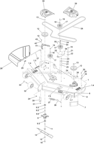 Deck Assembly Diagram and Parts List for QZE725GKC50200 (408644346-411294211)(2021) Exmark Lawn Mower