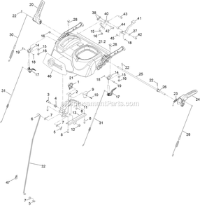 Control Panel Assembly Diagram and Parts List for BRS270CKC36000 (406294345-408644345)(2020) Exmark Leaf Blower / Vacuum