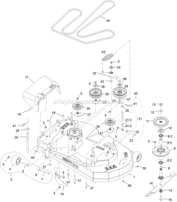 Deck Assembly Diagram and Parts List for STE600GKA44300 (404314159-406294344)(2019) Exmark Lawn Mower