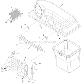 Hood And Mounting Assembly Diagram and Parts List for 116-5000 (312000000-312999999)(2012) Exmark Lawn Tractor Accessories