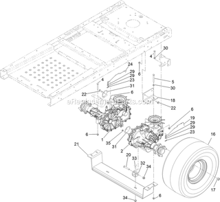 Hydro Transaxle Drive And Rear Wheel Assembly Diagram and Parts List for QTS735KC502 (314000000-314999999)(2014) Exmark Lawn Mower