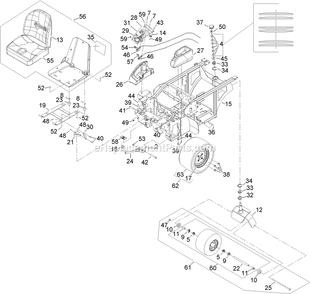 Seat, Tires And Consoles Assembly Diagram and Parts List for NV20KC (920000-999999)(2011) Exmark Lawn Mower