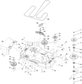 Deck Assembly Diagram and Parts List for STE600CKA323H1 (408644346-411294211)(2021) Exmark Lawn Mower