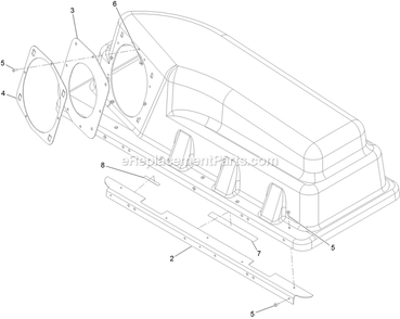 Bagger Top Assembly Diagram and Parts List for 126-7508 (406294345-408644345)(2020) Exmark Lawn Tractor Accessories