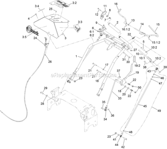 Handle Assembly Diagram and Parts List for TTX680PKC60400 (402082300-404314158)(2018) Exmark Lawn Mower