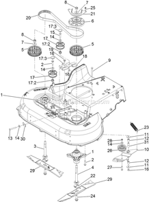Spindle And Blade Assembly Diagram and Parts List for ECS180CKA30000 (315000000-315999999)(2015) Exmark Lawn Mower
