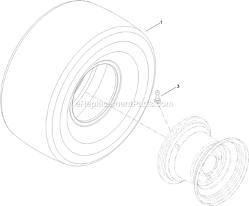 2 Ply Wheel And Tire Assembly Diagram and Parts List for QTE708GEM50200 (316000000-399999999)(2016) Exmark Lawn Mower