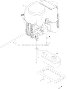 Engine And Muffler Assembly Diagram and Parts List for QZS691CKA50200 (404314159-406294344)(2019) Exmark Lawn Mower