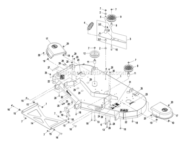 Deck Group (4) Diagram and Parts List for QST20BE422 (790000-849999)(2009) Exmark Lawn Mower