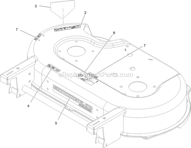 Deck Assembly With Decals Diagram and Parts List for ECS180CKA30000 (406294345-408644345)(2020) Exmark Lawn Mower