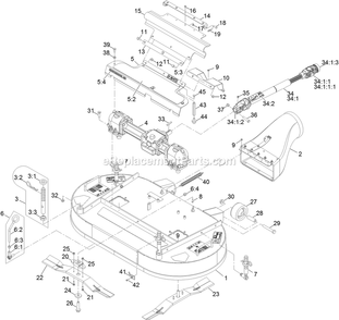 Deck Assembly Diagram and Parts List for NVS740CKC42000 (404314159-406294344)(2019) Exmark Lawn Mower