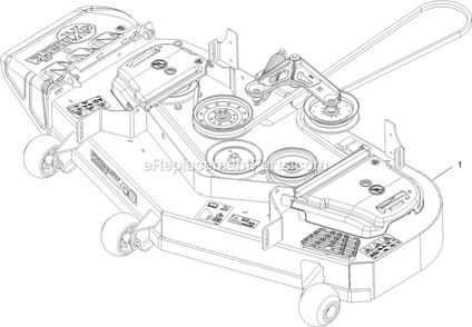 Complete Deck Assembly Diagram and Parts List for RAE708GEM48300 (406294345-408644345)(2020) Exmark Lawn Mower