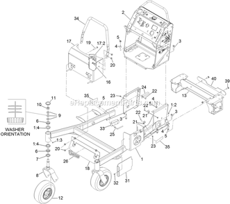 Main Frame Assembly Diagram and Parts List for VTS740EKC604 (314000000-314999999)(2014) Exmark Lawn Mower