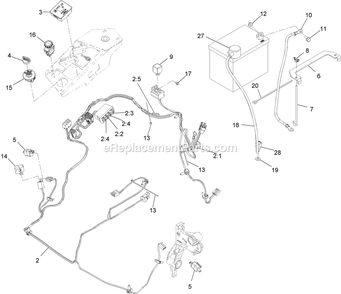 Electrical Assembly Diagram and Parts List for LZE730GKA524B2 (316000000-399999999)(2016) Exmark Lawn Mower