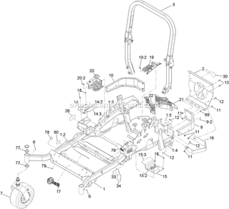 Main Frame Assembly Diagram and Parts List for LZX921GKA726B1 (316000000-399999999)(2016) Exmark Lawn Mower