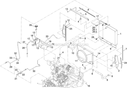 Cooling Assembly (1) Diagram and Parts List for LZS80TDYM72RW0 (408644346-411294211)(2021) Exmark Lawn Mower