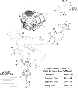 Engine Assembly Diagram and Parts List for LZS742KC604 (314000000-314999999)(2014) Exmark Lawn Mower