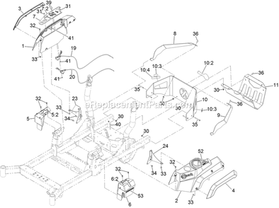 Control Panel Assembly Diagram and Parts List for RAS651GKA483A3 (408644346-411294211)(2021) Exmark Lawn Mower
