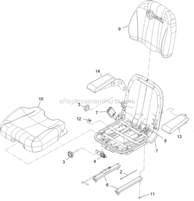 Seat With Tracks Assembly Diagram and Parts List for LZX38KC726SS (920000-999999)(2011) Exmark Lawn Mower