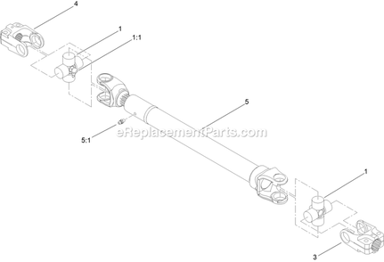 Driveshaft Assembly Diagram and Parts List for LZS88CDYM96RW0 (402082300-404314158)(2018) Exmark Lawn Mower