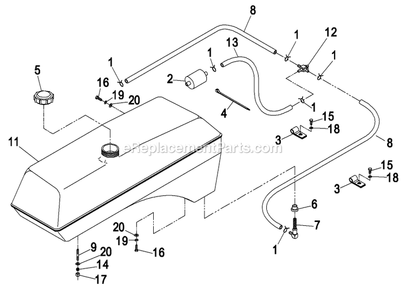 Fuel Group (1) Diagram and Parts List for LZ23KA604 (260000-319999)(2001) Exmark Lawn Mower