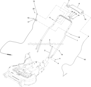 Handle Assembly Diagram and Parts List for ECS180CKA30000 (404314159-406294344)(2019) Exmark Lawn Mower