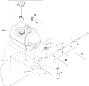 Fuel Tank Assembly Diagram and Parts List for TTS600KAE483 (313000000-313999999)(2013) Exmark Lawn Mower
