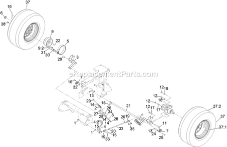 Park Brake Assembly Diagram and Parts List for LZDS902K605 (313000000-313999999)(2013) Exmark Lawn Mower