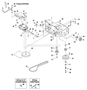 Engine Deck Group (1) Diagram and Parts List for M14815KC (320000-369999)(2002) Exmark Lawn Mower