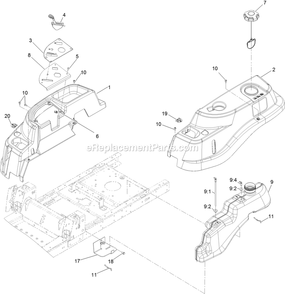 Controls And Fuel Tank Diagram and Parts List for QTS725GKC50200 (315000000-315999999)(2015) Exmark Lawn Mower