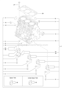 Cylinder Block Assembly Diagram and Parts List for LZS88CDYM96RW0 (402082300-404314158)(2018) Exmark Lawn Mower