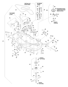 Deck Group (1) Diagram and Parts List for LZ20KC524AS (440000-509999)(2004) Exmark Lawn Mower