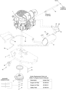 Engine Assembly Diagram and Parts List for LZE732GKC524A2 (316000000-399999999)(2016) Exmark Lawn Mower