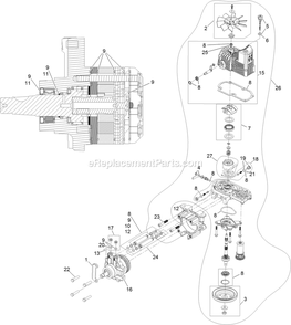 Rh Hydro Assembly Diagram and Parts List for LZS801GKA524A2 (411294212-999999999)(2022) Exmark Lawn Mower