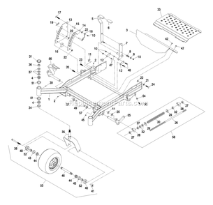 Front Frame Group Diagram and Parts List for LZ30KC665 (600000-669999)(2006) Exmark Lawn Mower