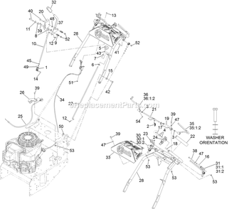 Controls Assembly Diagram and Parts List for VHS481GKA36200 (315000000-315999999)(2015) Exmark Lawn Mower
