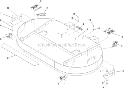 Deck With Decals Assembly Diagram and Parts List for NVS730AKC48000 (411294212-999999999)(2022) Exmark Lawn Mower
