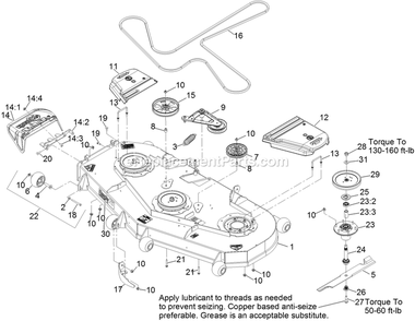 Deck Assembly Diagram and Parts List for LZS801GKA72400 (315000000-315999999)(2015) Exmark Lawn Mower
