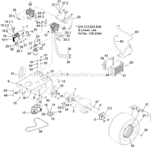 Ground Drive Assembly Diagram and Parts List for VTX691KA524 (313000000-313999999)(2013) Exmark Lawn Mower