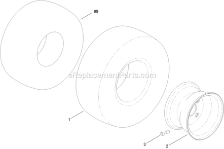 Wheel And Tire Assembly (2) Diagram and Parts List for QT22KA421 (920000-999999)(2011) Exmark Lawn Mower